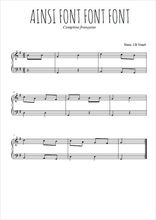 Téléchargez l'arrangement pour piano de la partition de Ainsi font font font les petites marionnettes en PDF, niveau facile